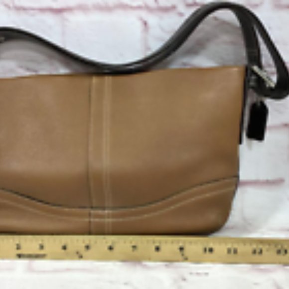 Coach Women's Tan Pebble Leather zipper Double Handle Strap Shoulder Bag Purse - Picture 8 of 8